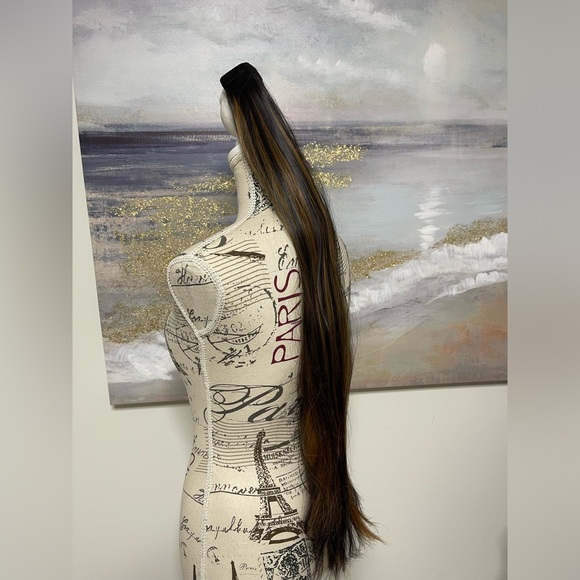 🌺🌺2Fer! HAIR, 30” ponytail, dark brown highlighted and 22” with wrap arounds. - Picture 2 of 11